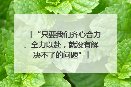 “只要我们齐心合力、全力以赴，就没有解决不了的问题”