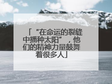 “在命运的裂缝中播种太阳”，他们的精神力量鼓舞着很多人
