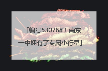 编号530768！南京一中拥有了专属小行星