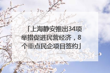 上海静安推出34项举措促进民营经济，8个重点民企项目签约