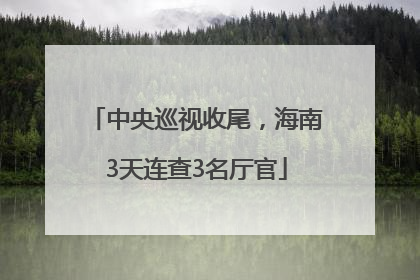中央巡视收尾，海南3天连查3名厅官