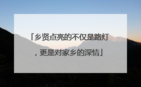 乡贤点亮的不仅是路灯，更是对家乡的深情