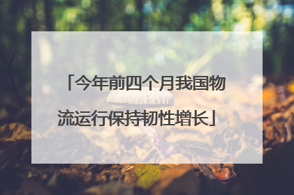 今年前四个月我国物流运行保持韧性增长
