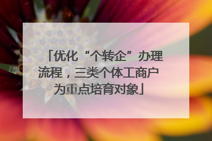 优化“个转企”办理流程，三类个体工商户为重点培育对象