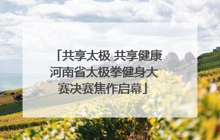 共享太极 共享健康 河南省太极拳健身大赛决赛焦作启幕