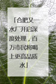 合肥又一水厂开启深度处理，百万市民将喝上更高品质水