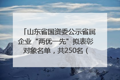 山东省国资委公示省属企业“两优一先”拟表彰对象名单，共250名（个）党员和党组织