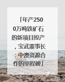 年产2500万吨铁矿石的新项目投产，宝武董事长：中澳资源合作的里程碑