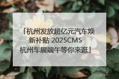 杭州发放超亿元汽车焕新补贴 2025CMS杭州车展端午等你来逛