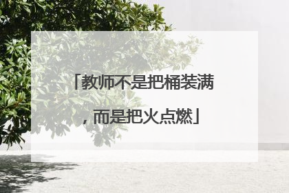 教师不是把桶装满，而是把火点燃