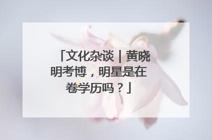 文化杂谈｜黄晓明考博，明星是在卷学历吗？