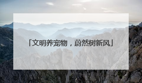 文明养宠物，蔚然树新风