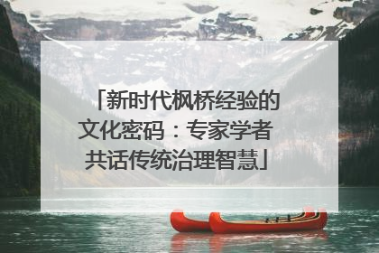 新时代枫桥经验的文化密码：专家学者共话传统治理智慧