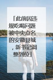 此前因违规吃喝问题被中央点名的安徽县城，新书记调整到位