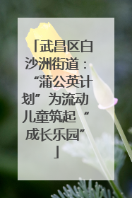 武昌区白沙洲街道：“蒲公英计划”为流动儿童筑起“成长乐园”