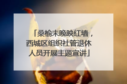桑榆未晚映红墙，西城区组织社管退休人员开展主题宣讲