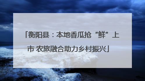 衡阳县：本地香瓜抢“鲜”上市 农旅融合助力乡村振兴
