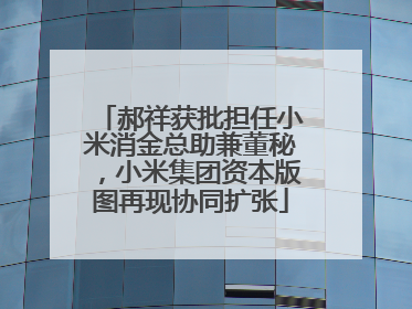 郝祥获批担任小米消金总助兼董秘，小米集团资本版图再现协同扩张