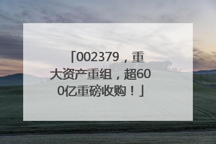 002379，重大资产重组，超600亿重磅收购！