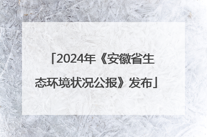 2024年《安徽省生态环境状况公报》发布